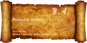 Matula Andor névjegykártya